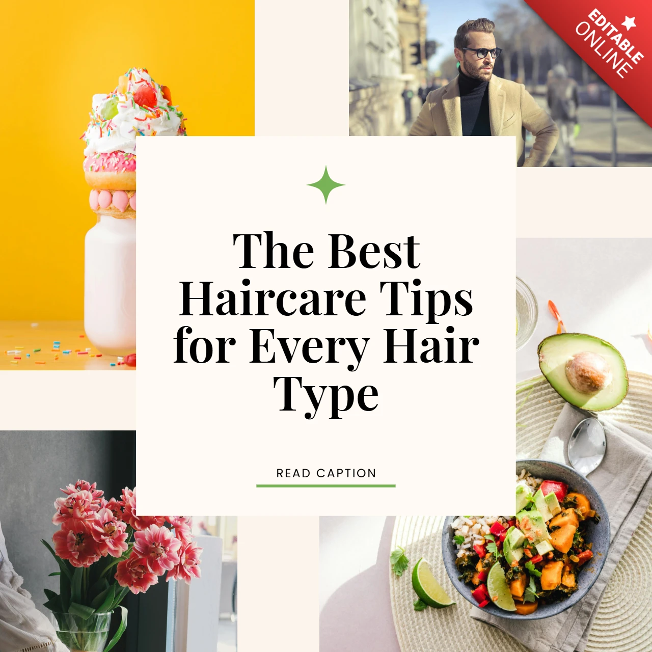 Haarverzorging tips collectie instagram post ontwerpsjabloon