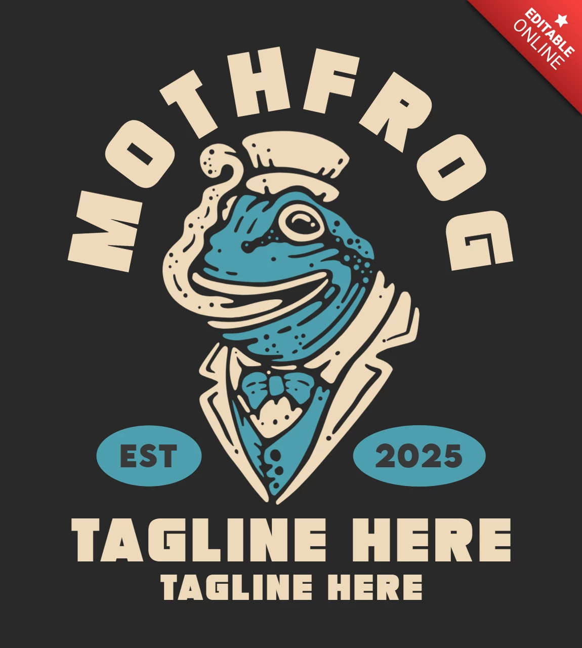 Frog Wearing Suit Vintage T-Shirt Design Template