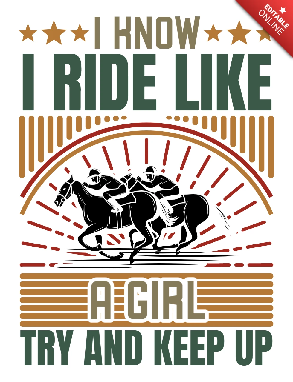 Vintage Racing Design Template: 'I Ride Like a Girl' Editable Graphic