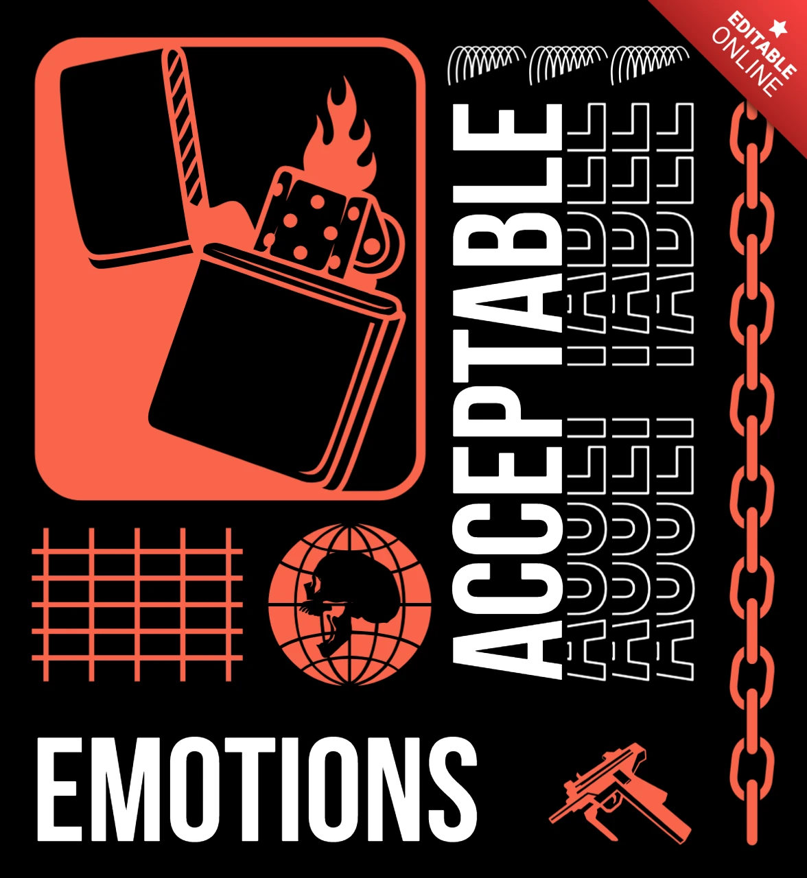 Plantilla de diseño gráfico de emociones para ropa con tipografía ligera y audaz.