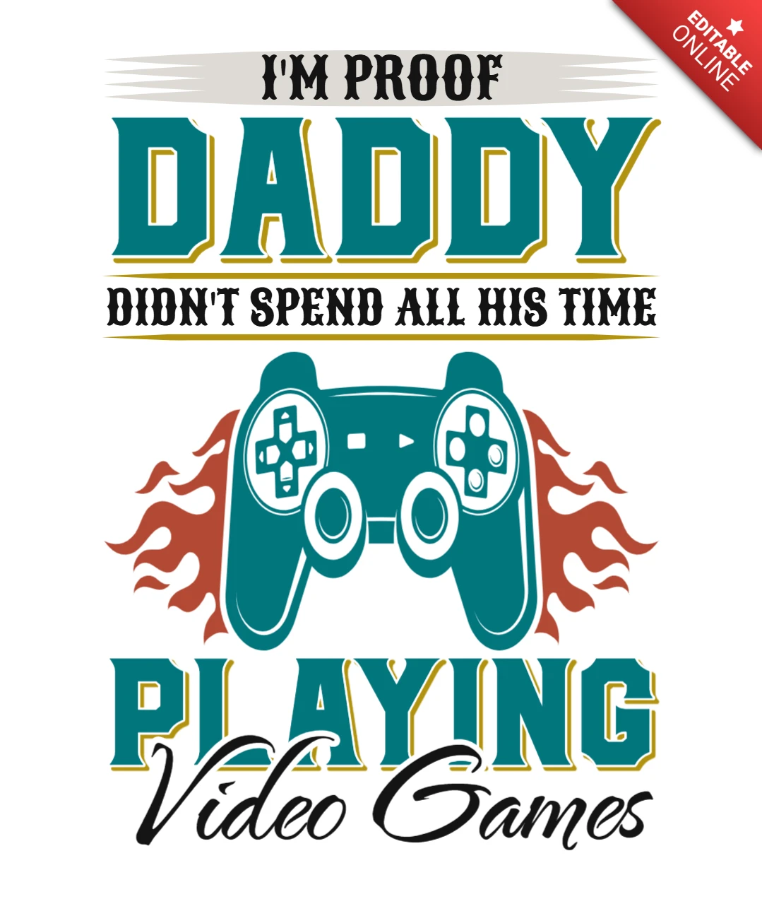 Plantilla de diseño de padre retro gamer: soy la prueba de que papá no se pasaba todo el tiempo jugando a videojuegos