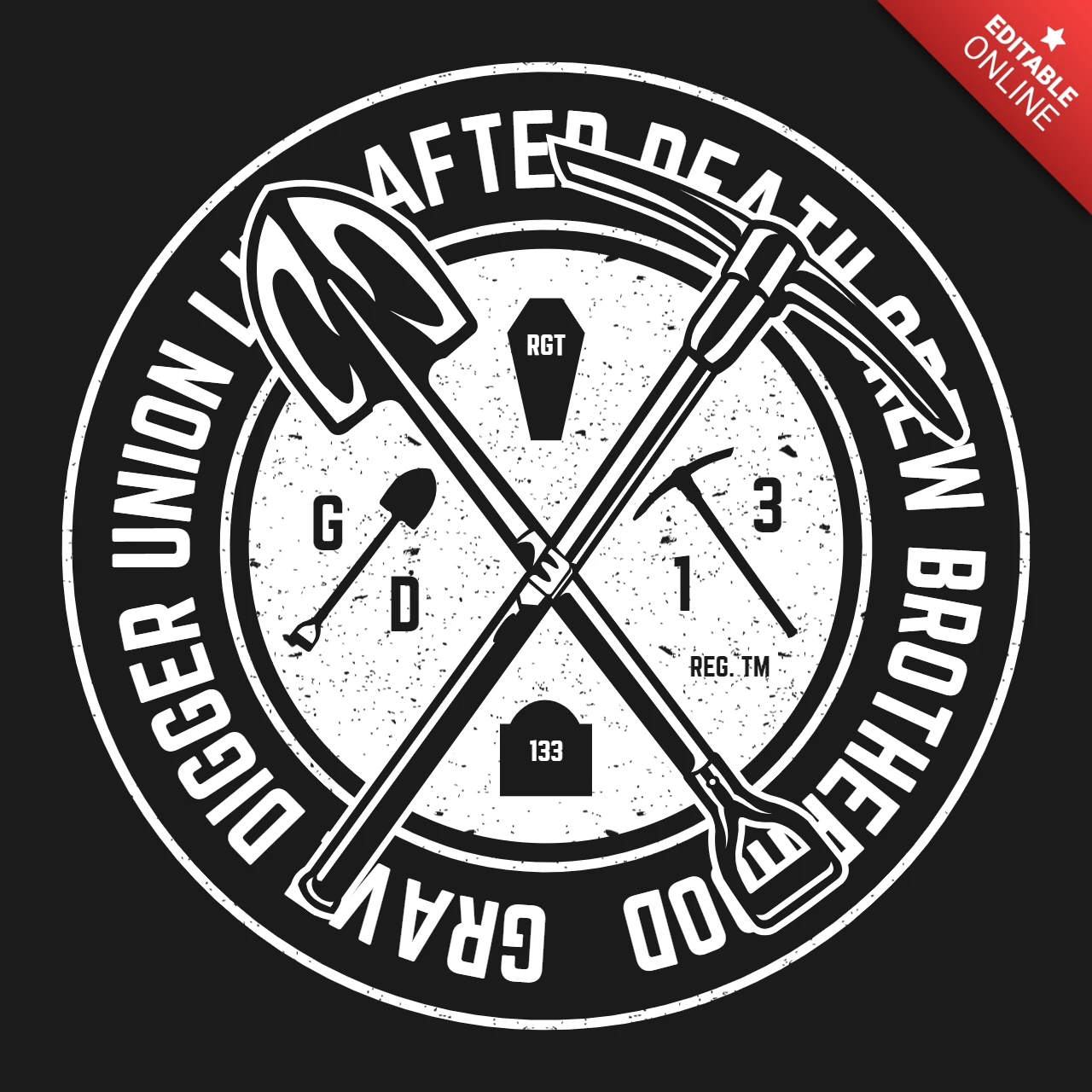 Grave Digger T-Shirt Design Template