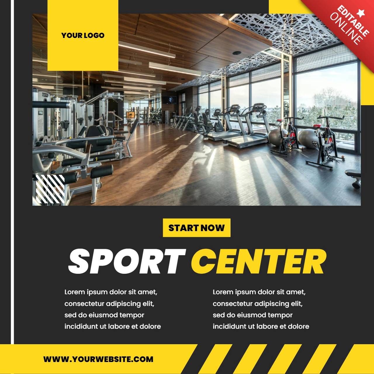 Fitnessstudio Zentrum minimal instagram post design Vorlage