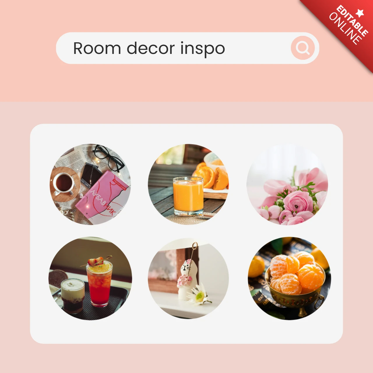 Ästhetische raumdekoration inspiration instagram post design vorlage