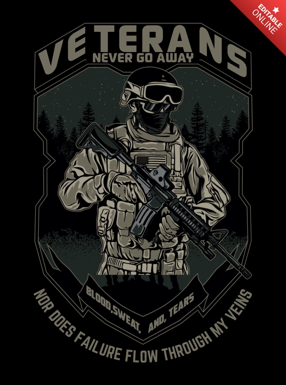 Modelo de design de camiseta "Veteranos nunca vão embora