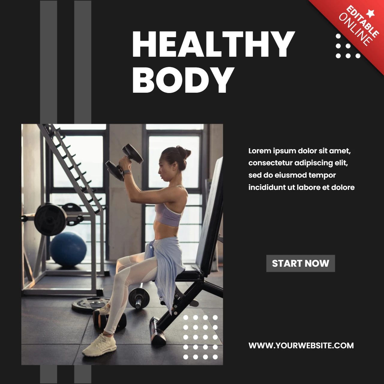 Healthy Body Lifestyle Minimal Instagram Post Design Template