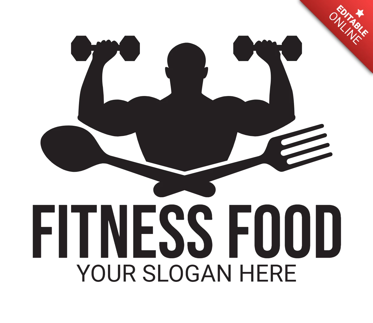 Strongman Fitness Gym Food Logo Design Template