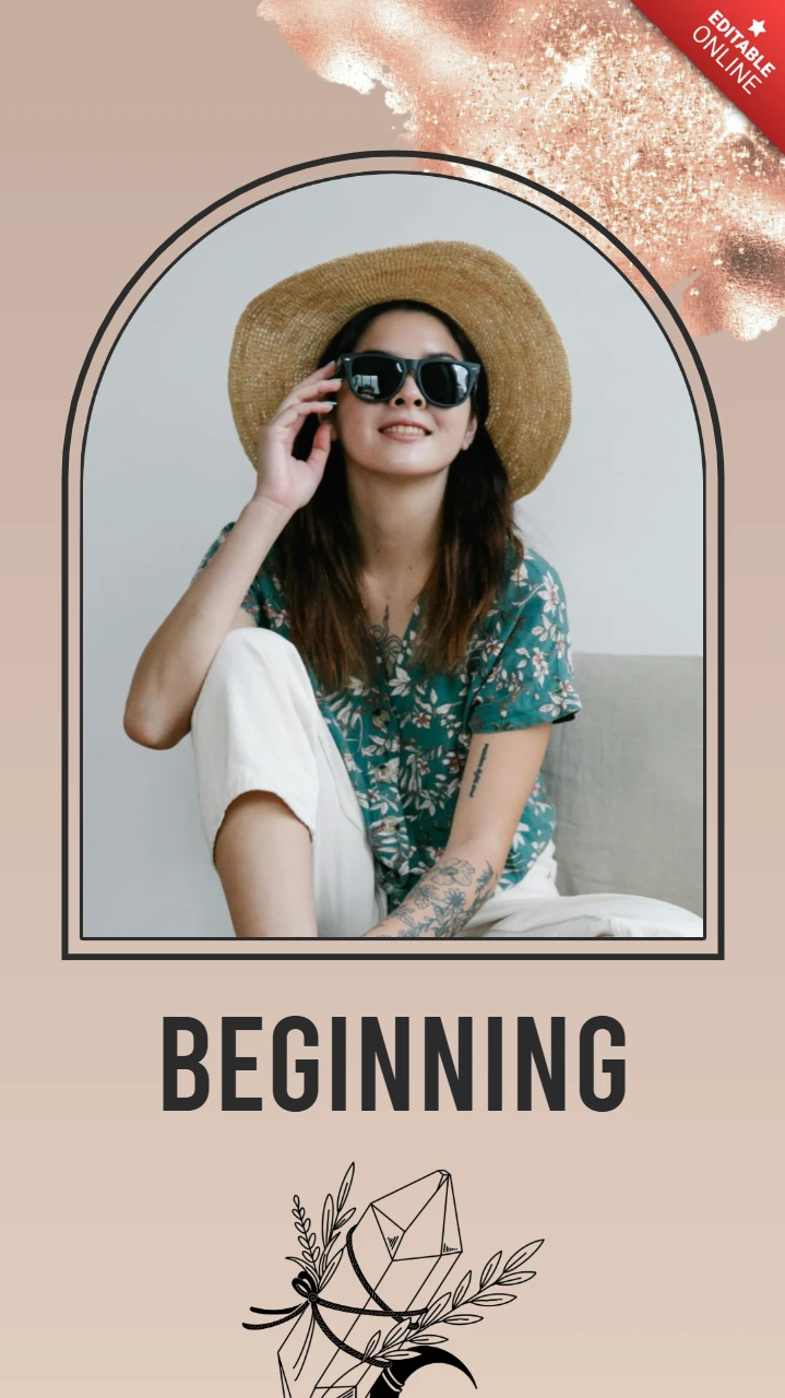 Trendy Outfit with Straw Hat Instagram Story Post Design Template