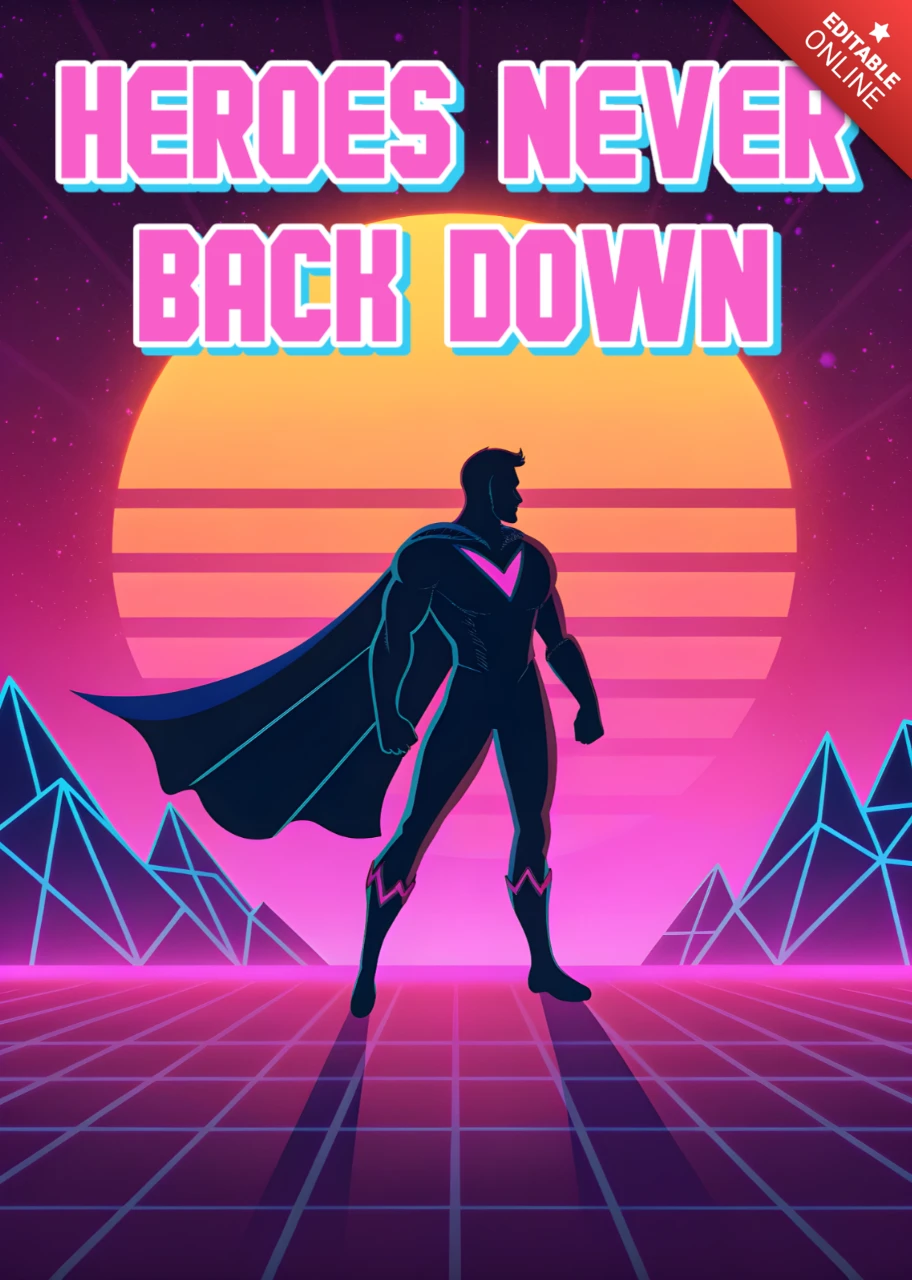 Retro Futuristic Superhero Design Template for Posters