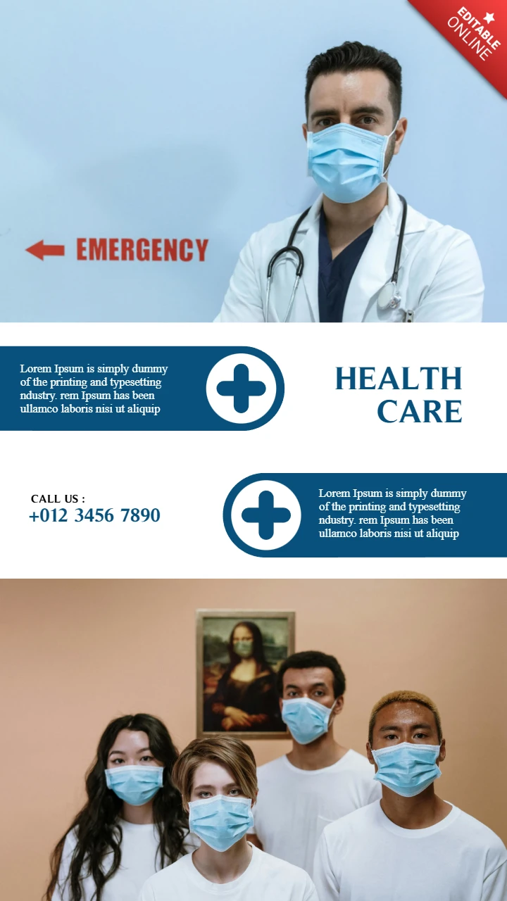 Modello di design accattivante per post promozionali di storie Instagram mediche