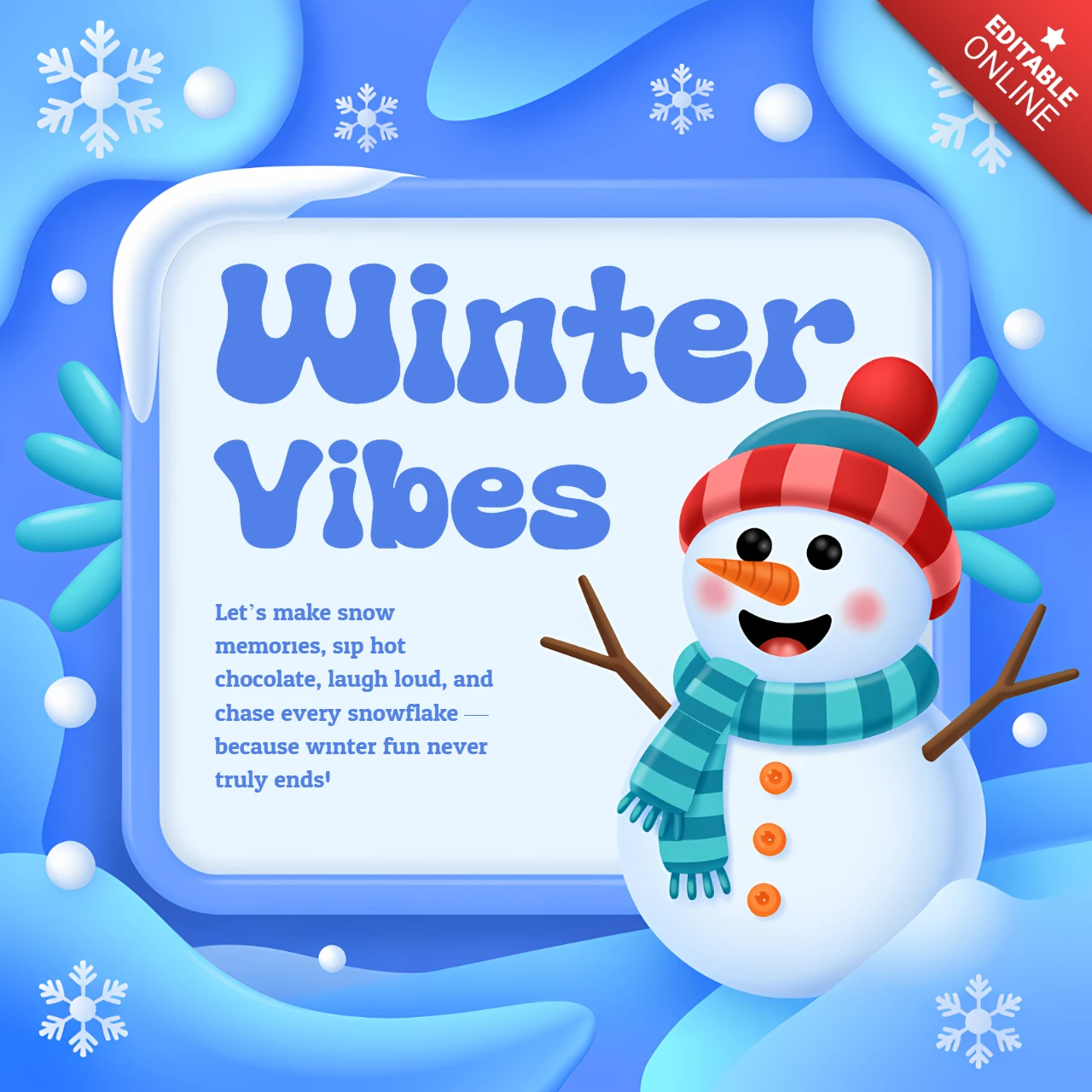 Winter-Vibes-Schneemann-Designvorlage für Feiertagskarten