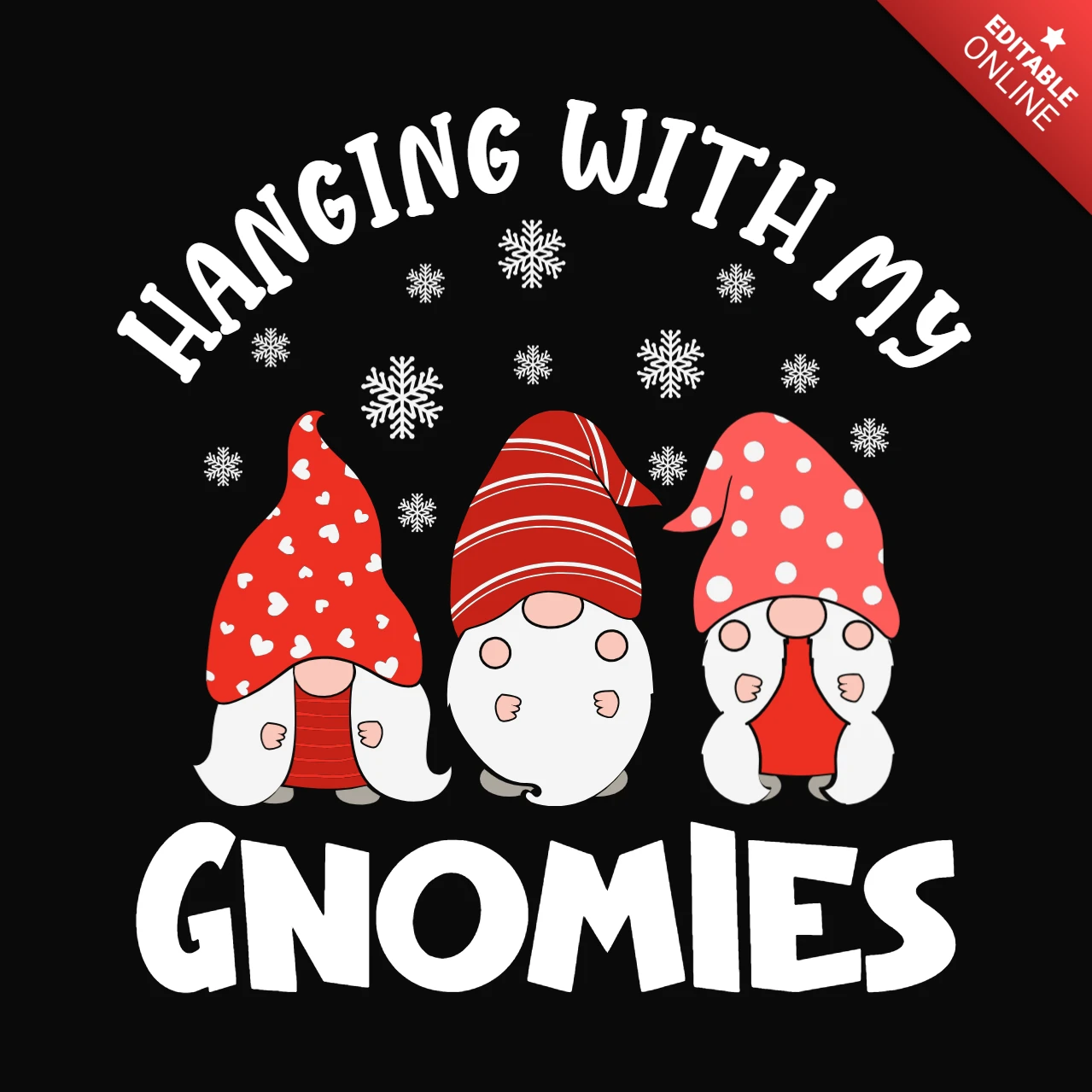 ニョロニョロとぶら下がるクリスマスTシャツデザインテンプレート