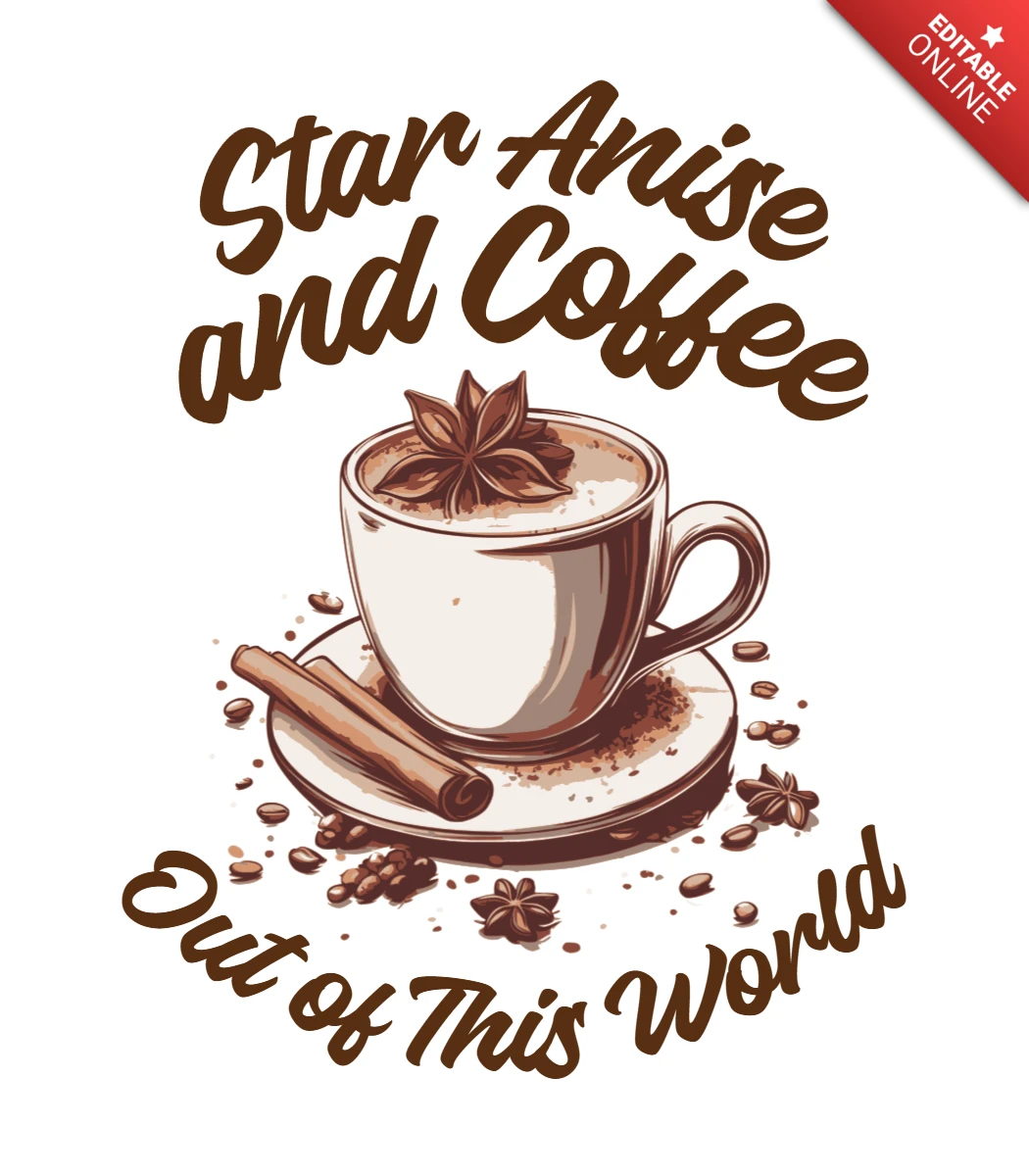Vintage-Café-Designvorlage: Sternanis und Kaffeekunst