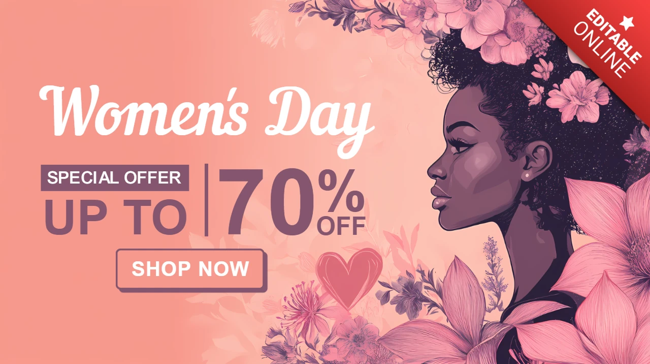 Modelo de design de venda para o Dia da Mulher - com ilustração de uma mulher negra
