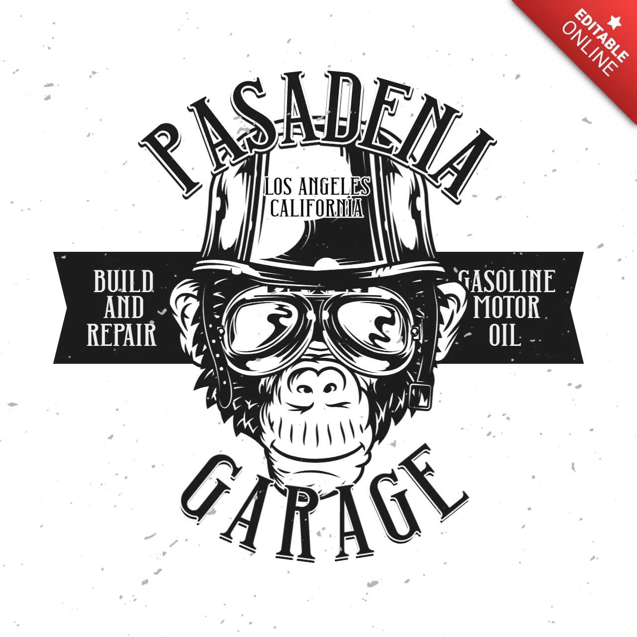 Mono pasadena motero plantilla de diseño de camiseta