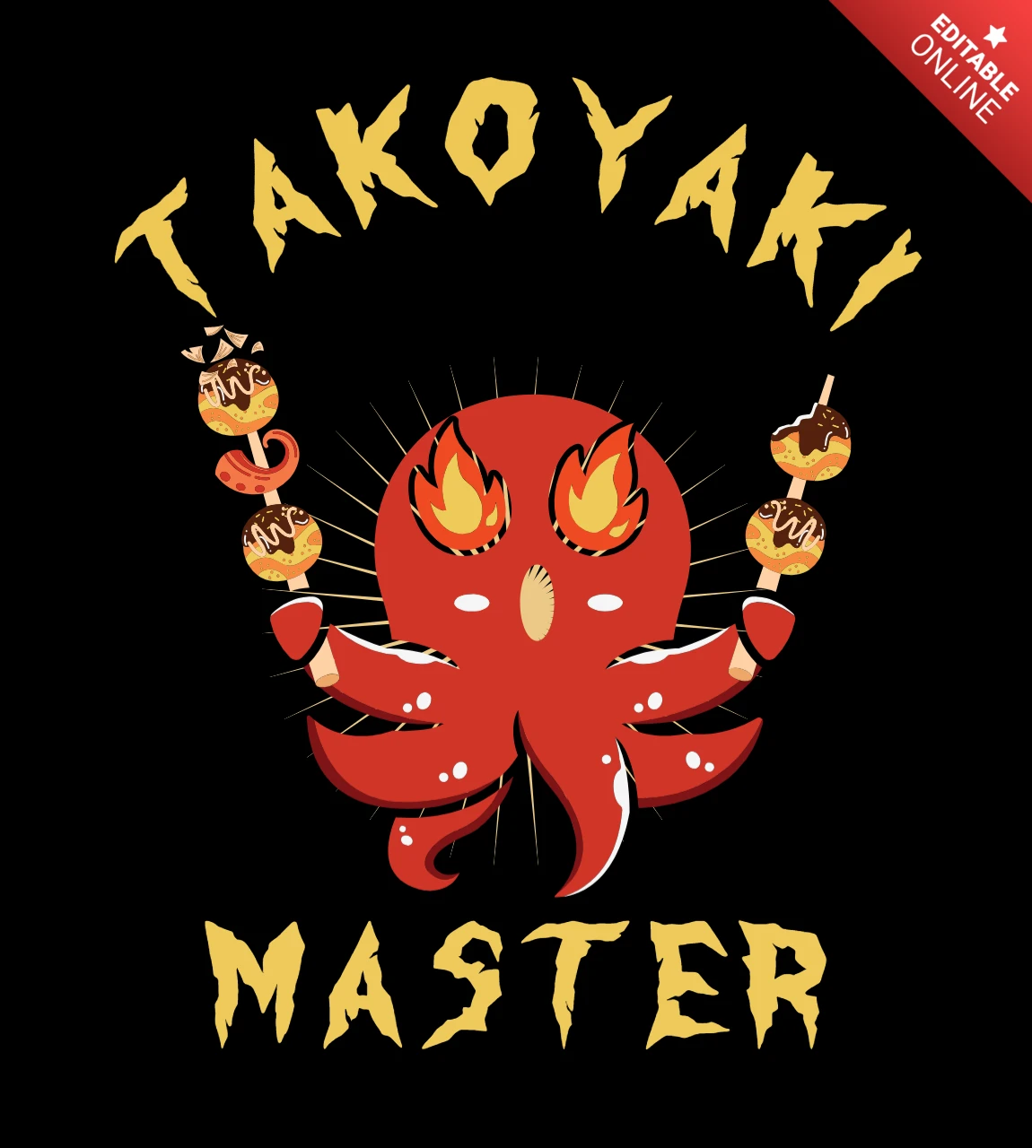 Takoyaki Master T-shirt Design Template