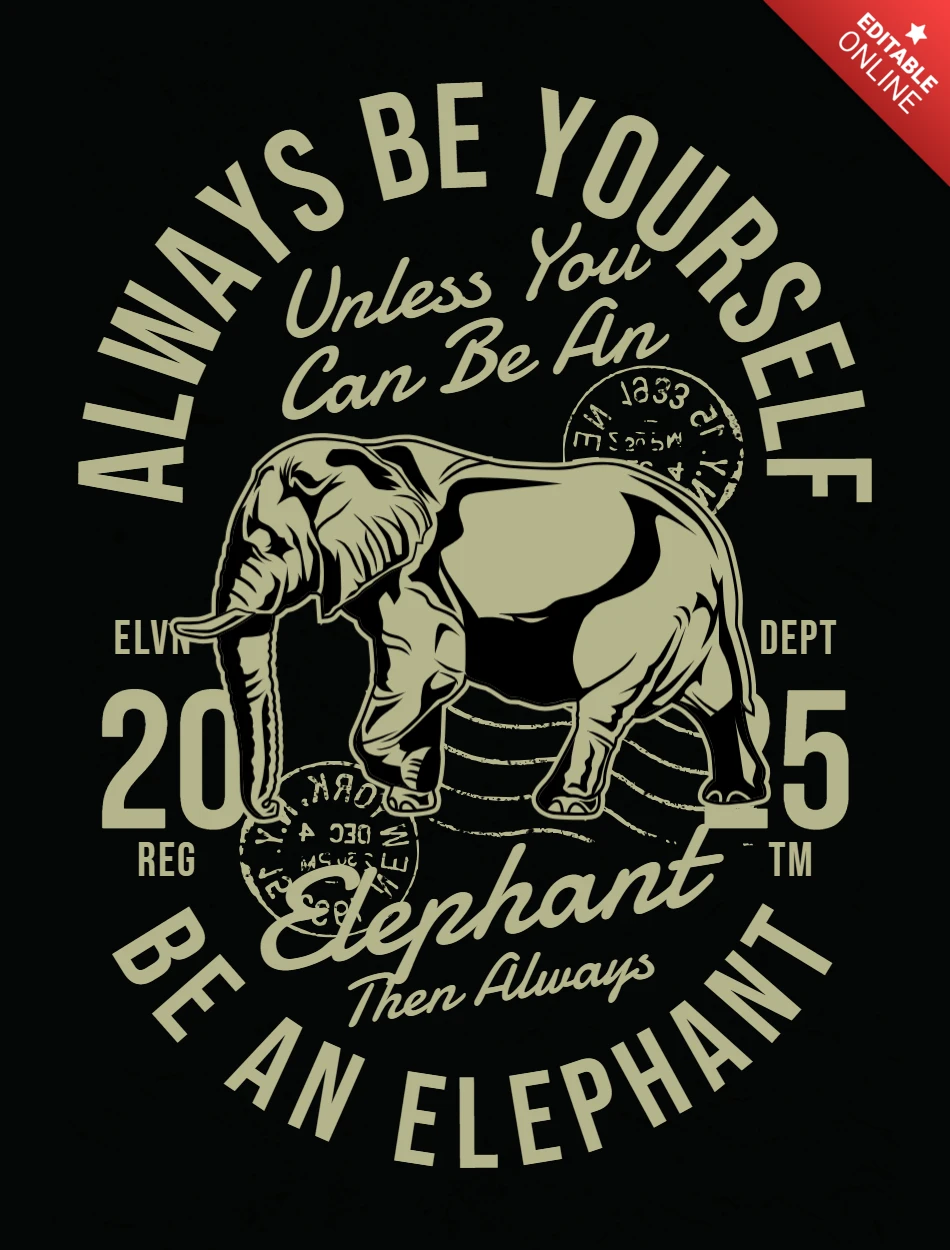 Modelo de design de camiseta de elefante vintage