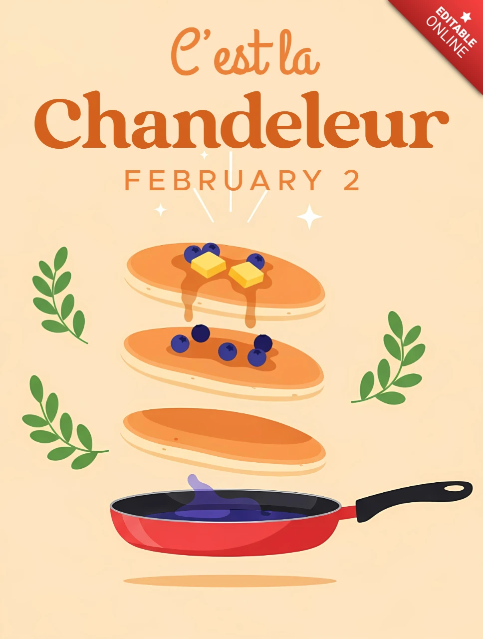 Chandeleur Pancake Design Template for Festive Greeting Cards