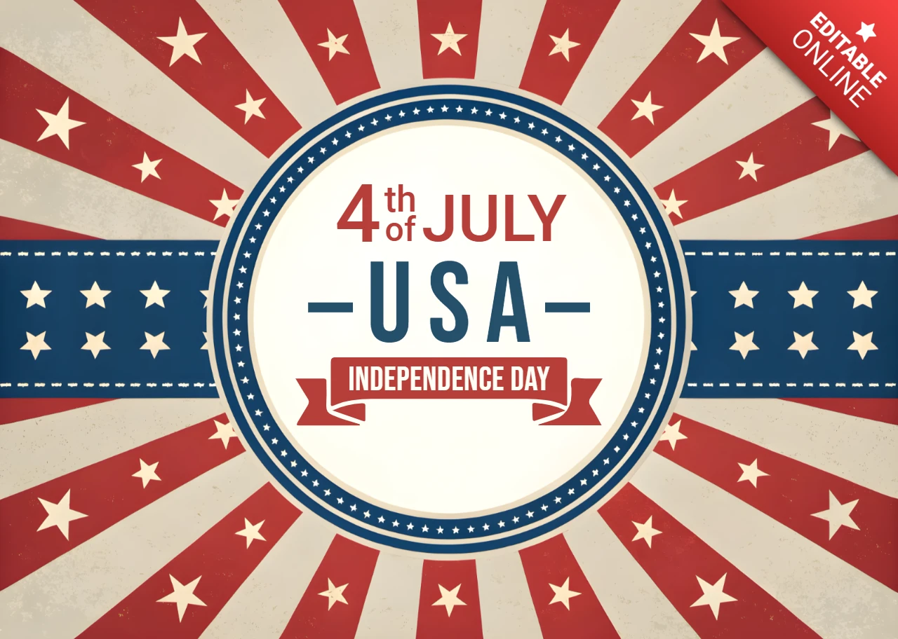 Template de design para o dia da independência com estrelas e listras para a celebração do 4 de julho nos EUA.