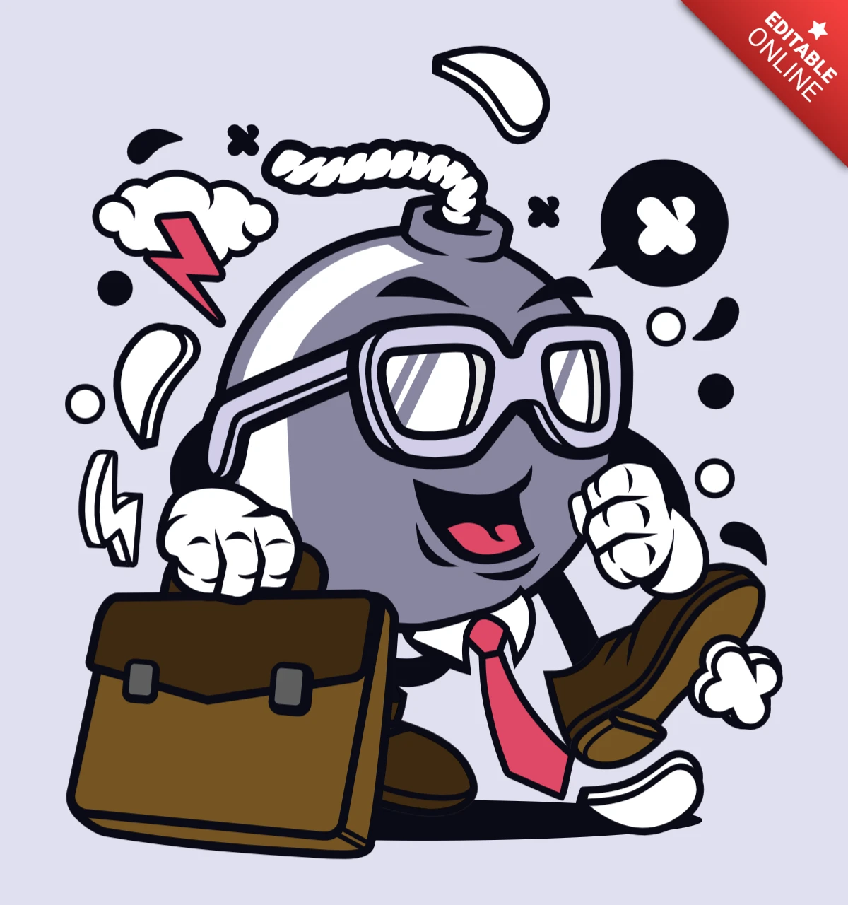 Businessman Bomb Cartoon Character Poster Design Template