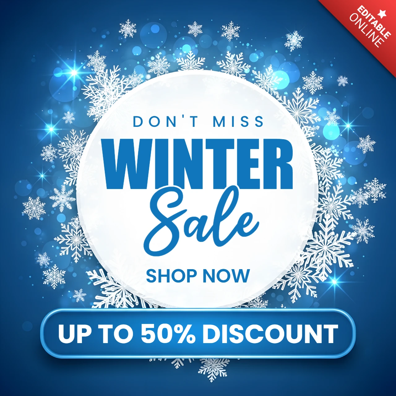 Wintersale-Designvorlage mit Schneeflocken für Werbeflyer