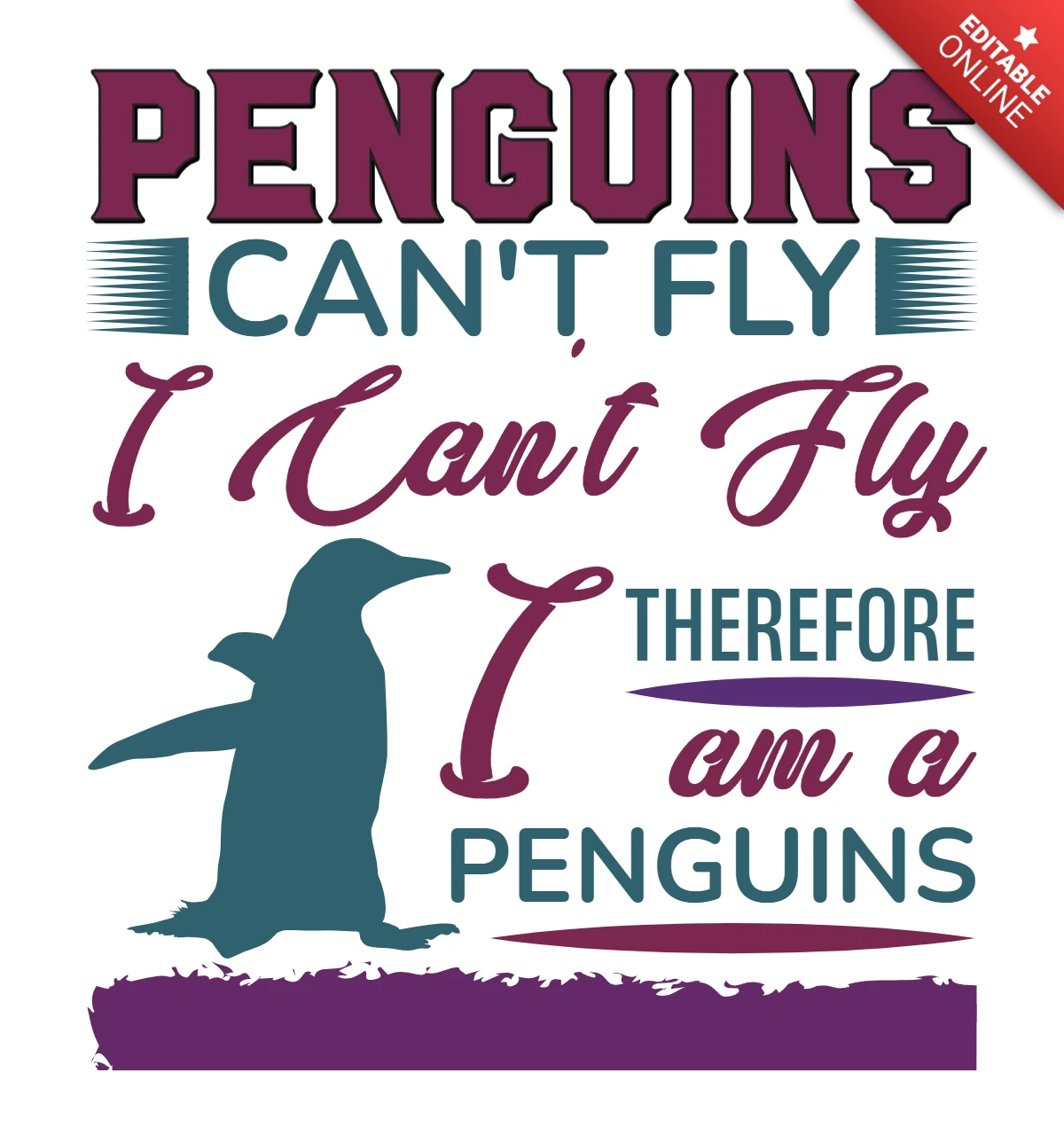 Playful Penguin Quote Design Template for Fun Graphics