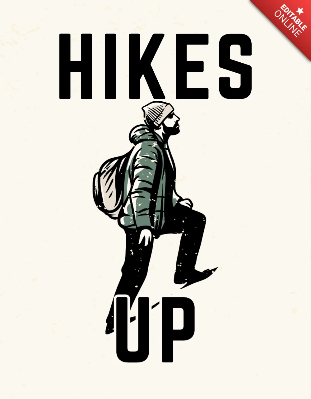Hikes Up With Hiker Man T-shirt Design Template