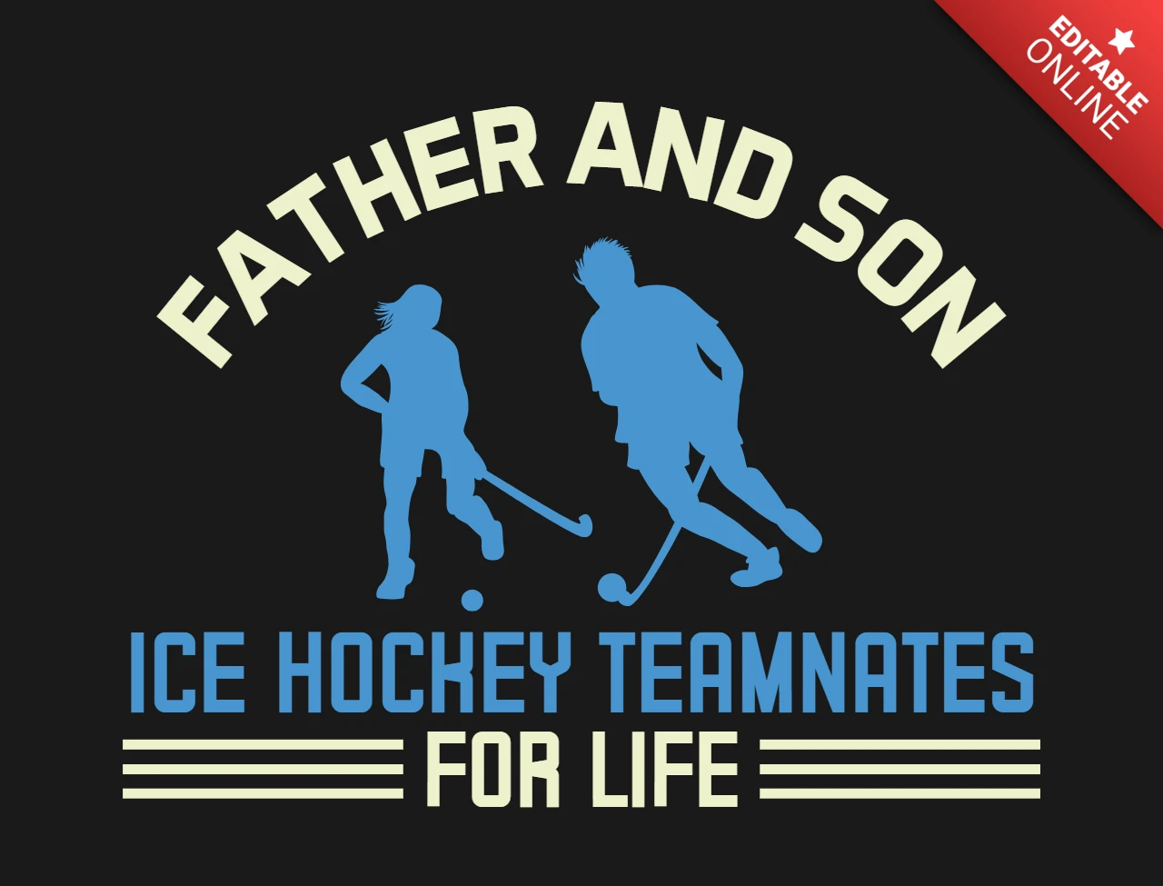 Vater und sohn eishockey-teamkollegen für das leben t-shirt designvorlage