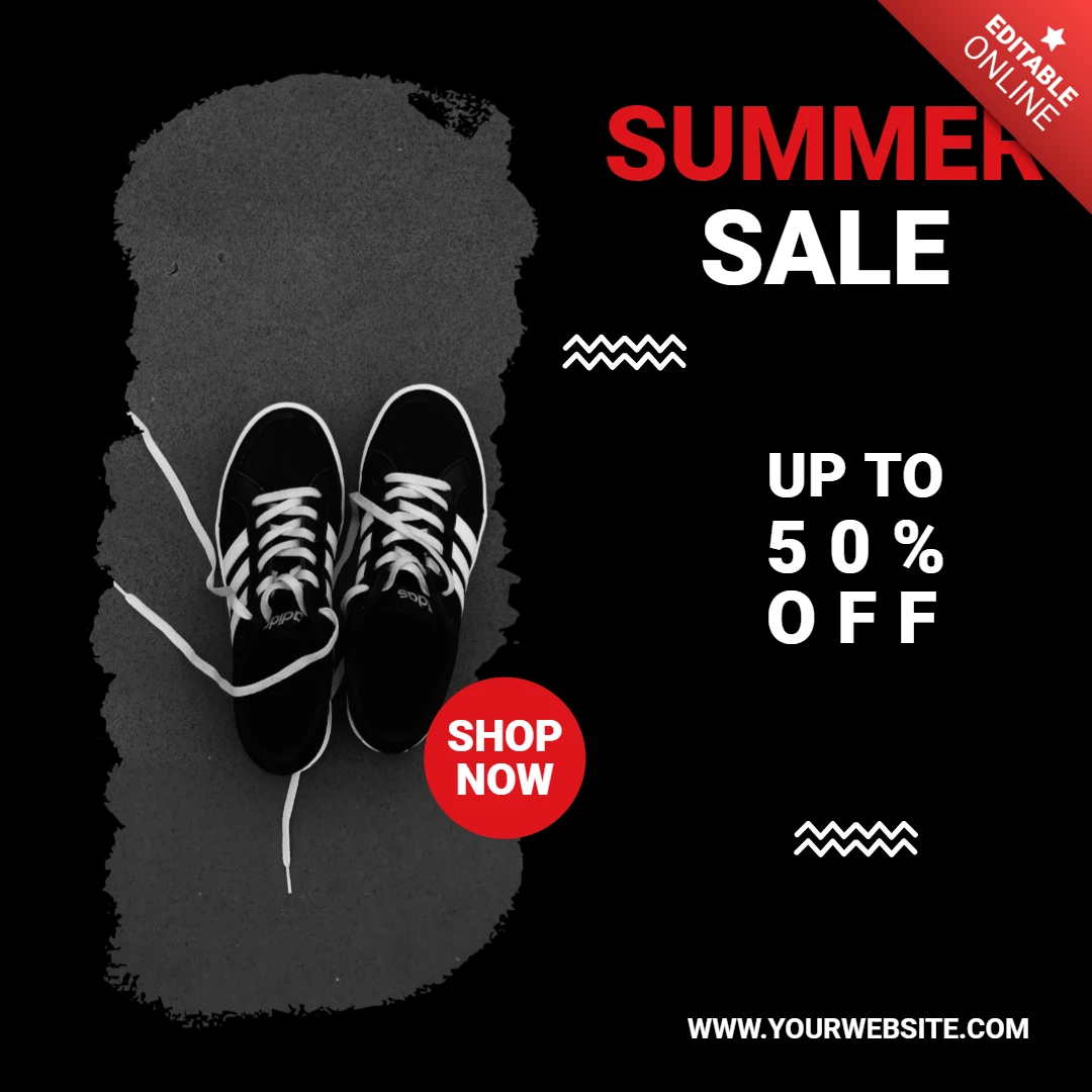 Trendy Black And Red Instagram Advertisement Post Design Template