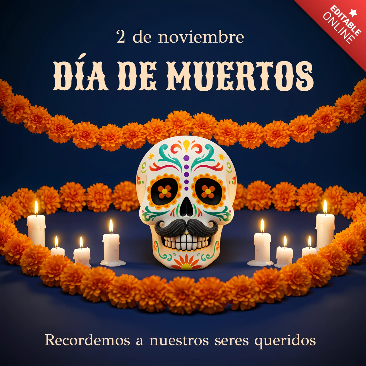 Template de design de crânio colorido do dia de mortos para pôsteres festivos