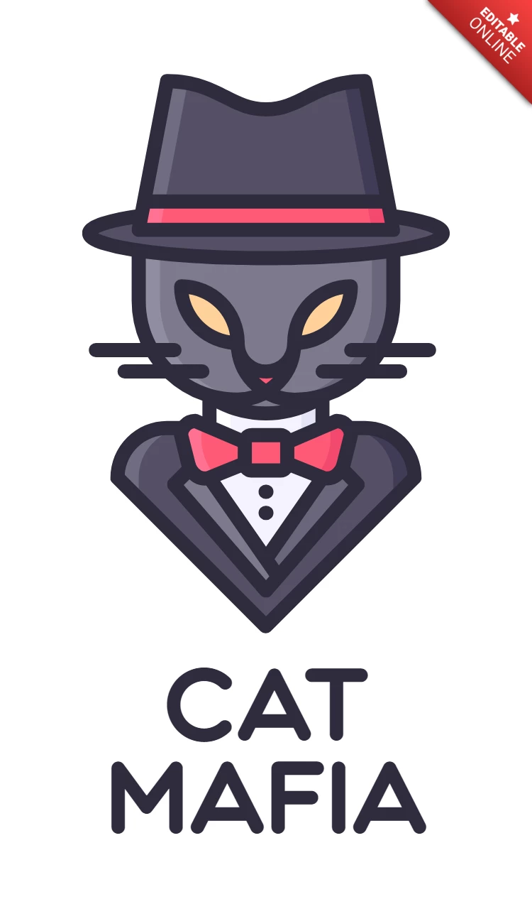 Cat Mafia Colorful Logo Design Template