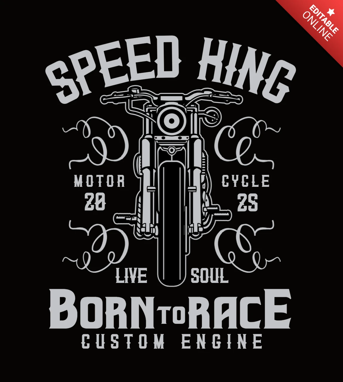 Born to Race Motorcycle T-shirt Design Template