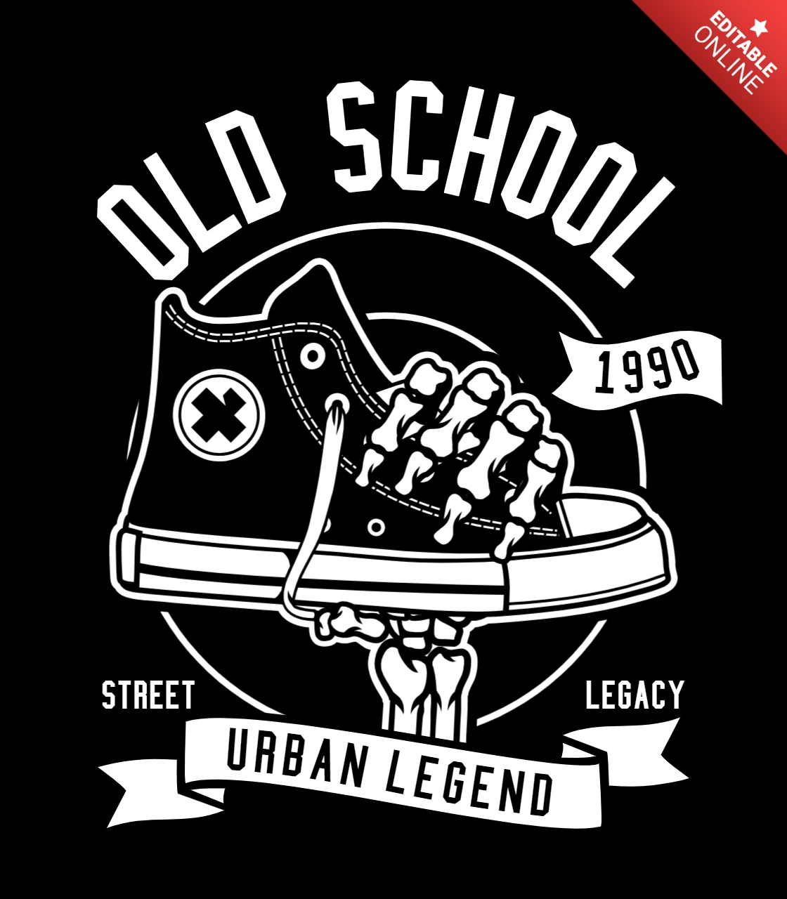 Old School Urban Legend Shoe T-shirt Design Template