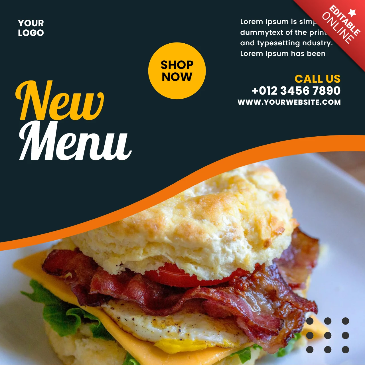 Punchy visual restaurant instagram post design template