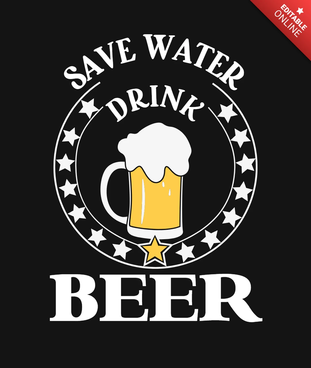 Save Water Drink Beer Funny T-Shirt Design Template
