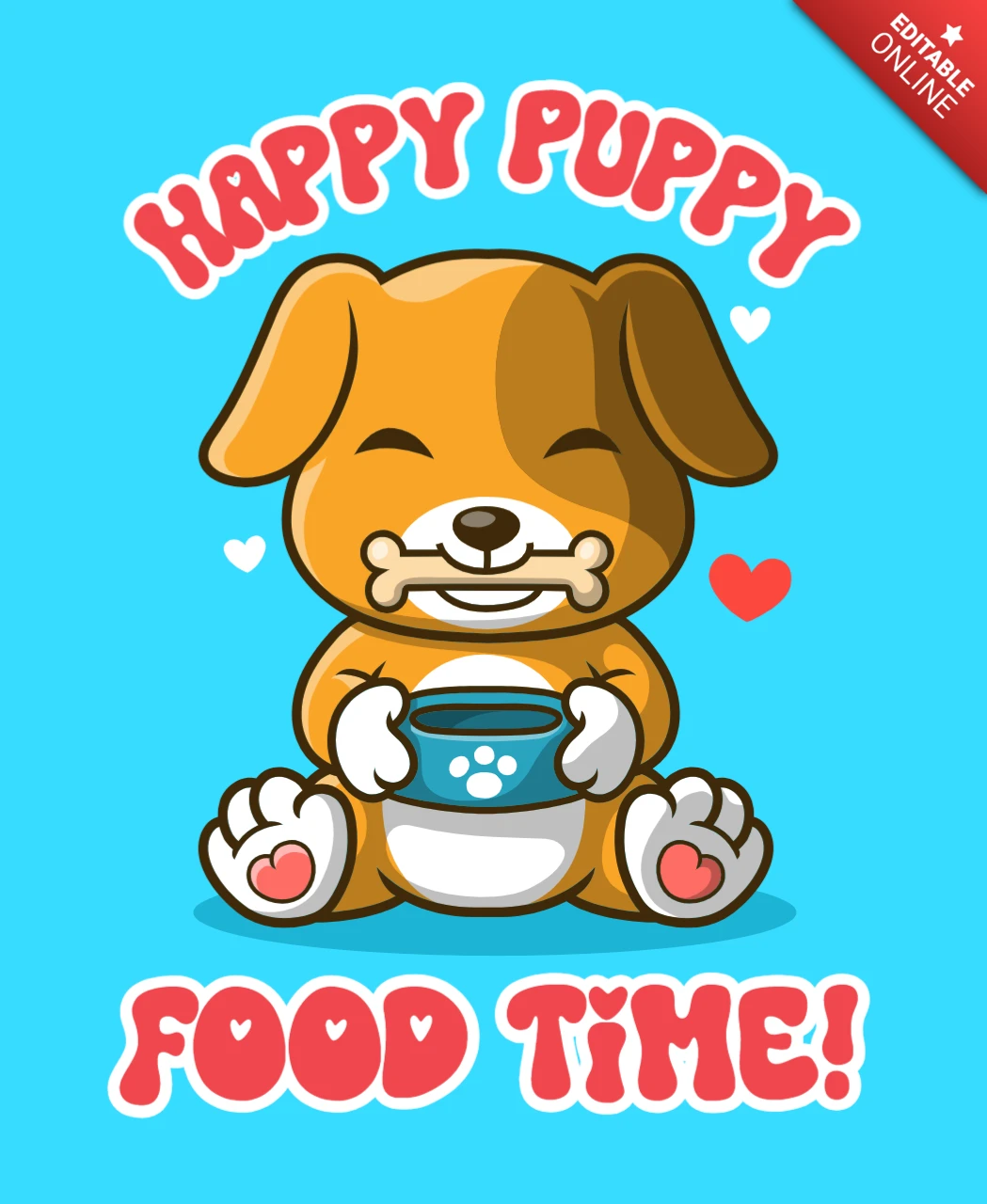 ペット愛好家のための幸せな子犬の食事時間デザインテンプレート