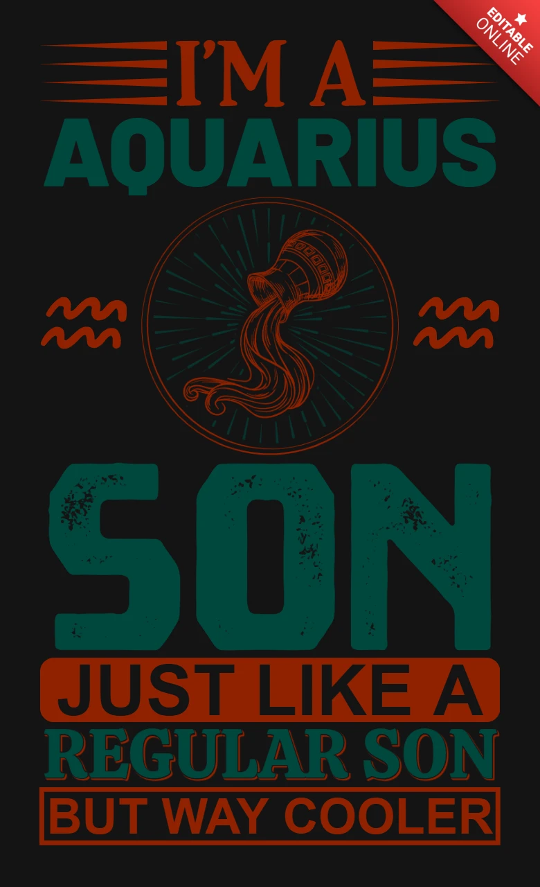 Cool Aquarius Son Retro Design Template for Custom Apparel