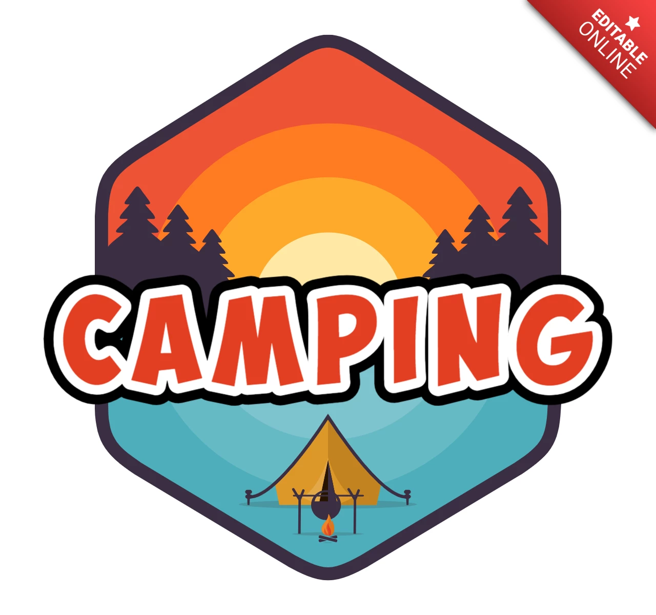 Camping outdoor avontuur logo-ontwerpsjabloon