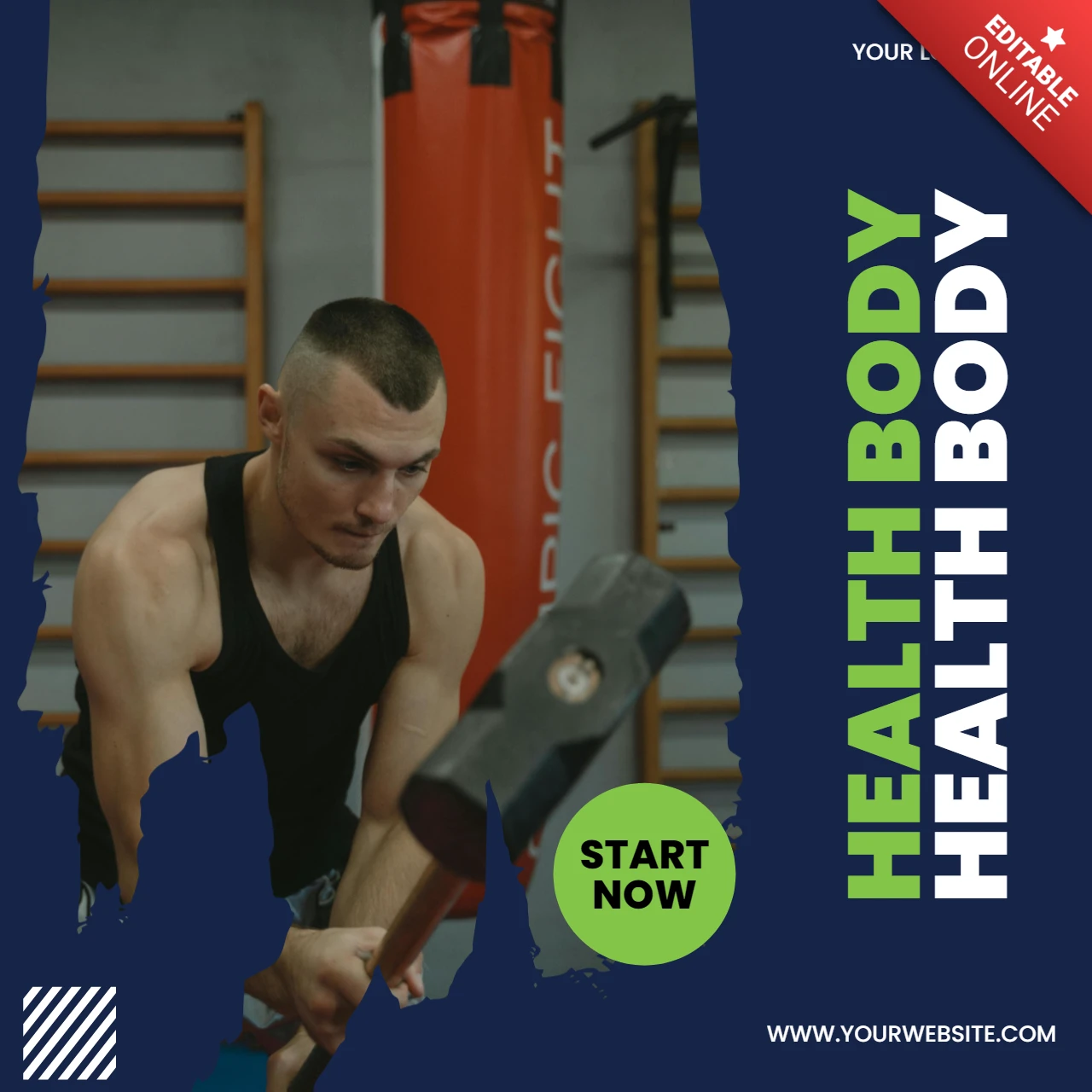 Gezondheidslichaam sportschool promotionele sociale media post ontwerp sjabloon