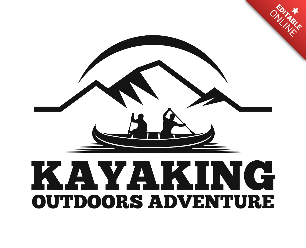 Kayaking Outdoor Adventure Logo Design Template