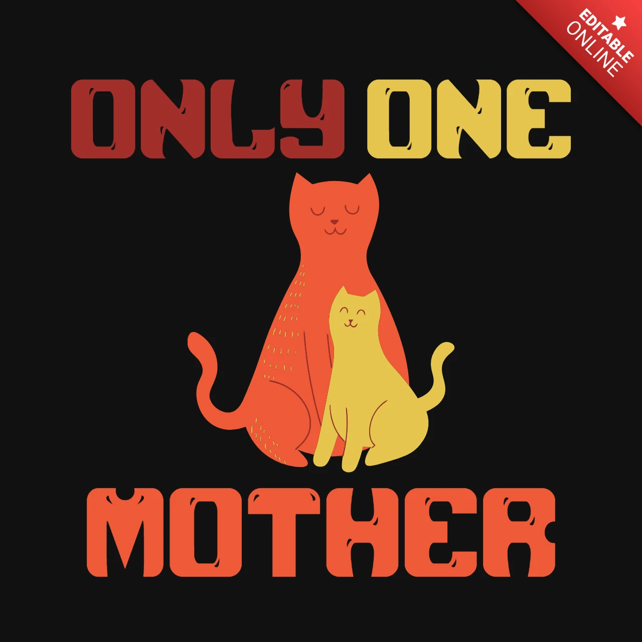 Mother Cute Cat T-Shirt Design Template