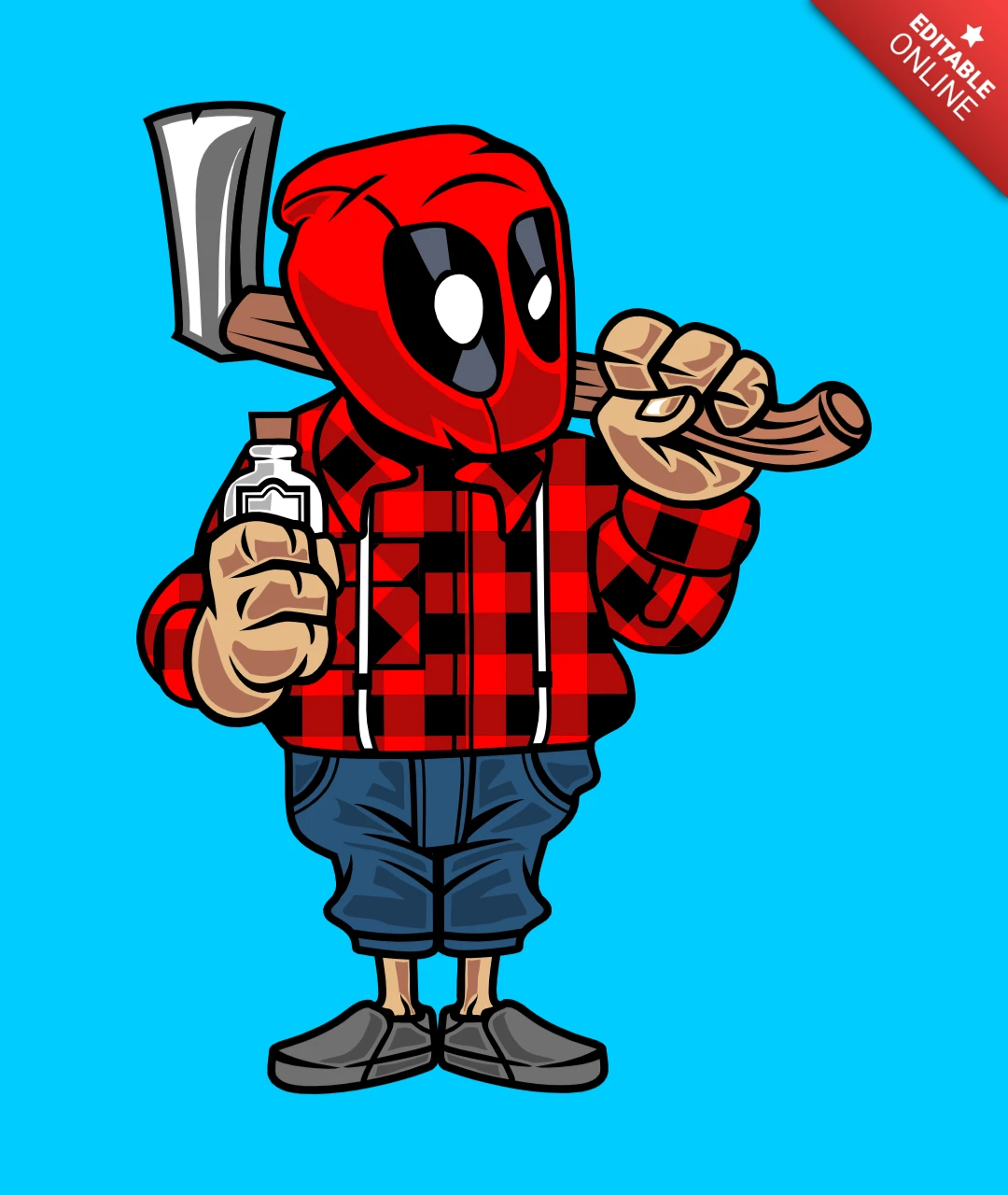 Deadpool Lumberjack Pop Culture T-Shirt Design Template