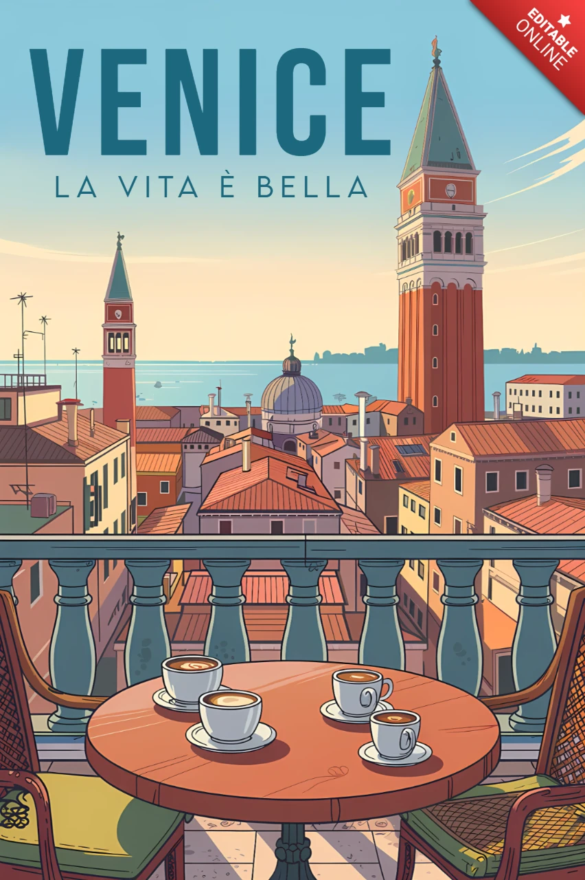 Venedig Illustrationsdesign-Vorlage für Reiseposter
