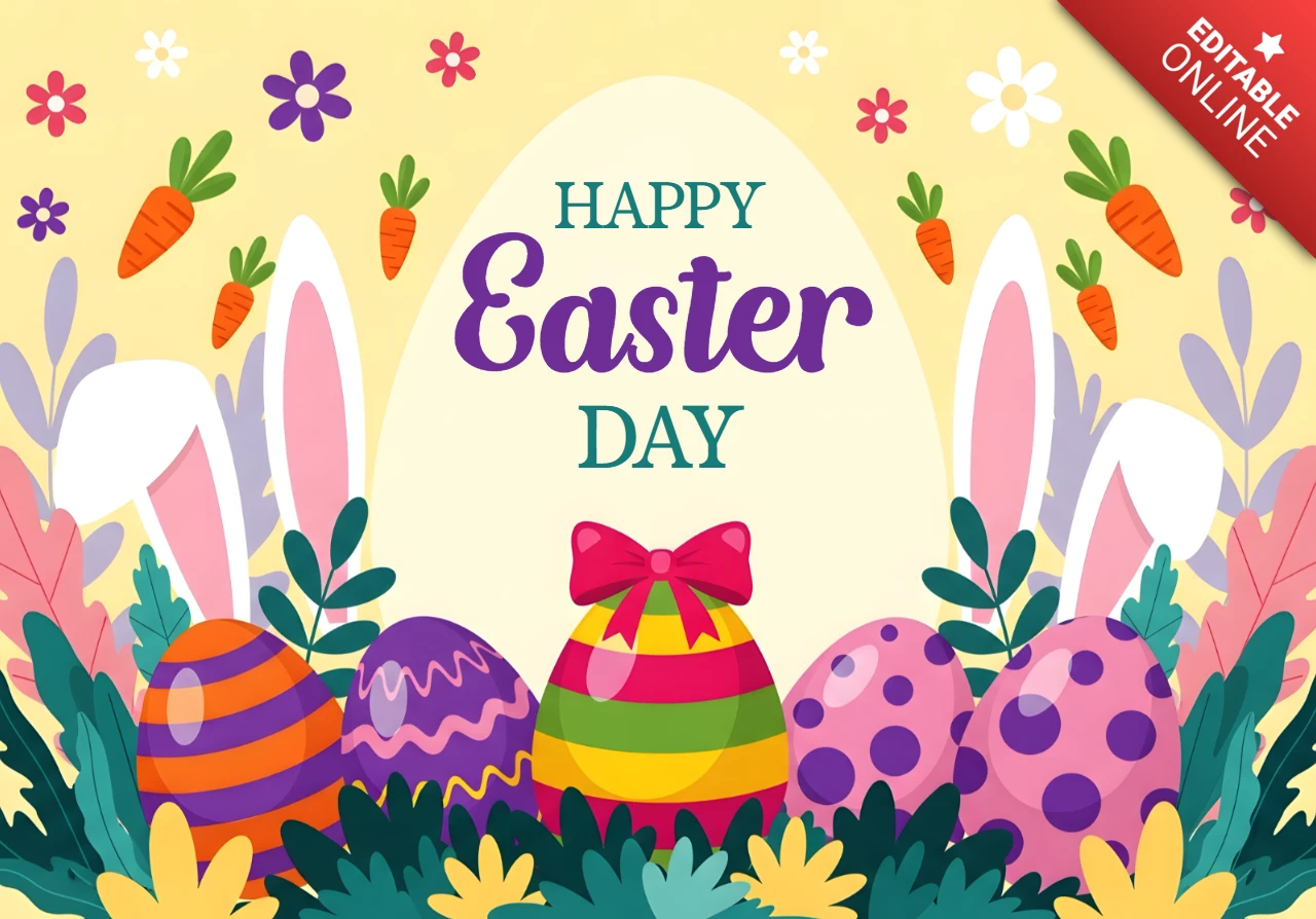 Colorful Easter Eggs Design Template for Festive Greeting Cards