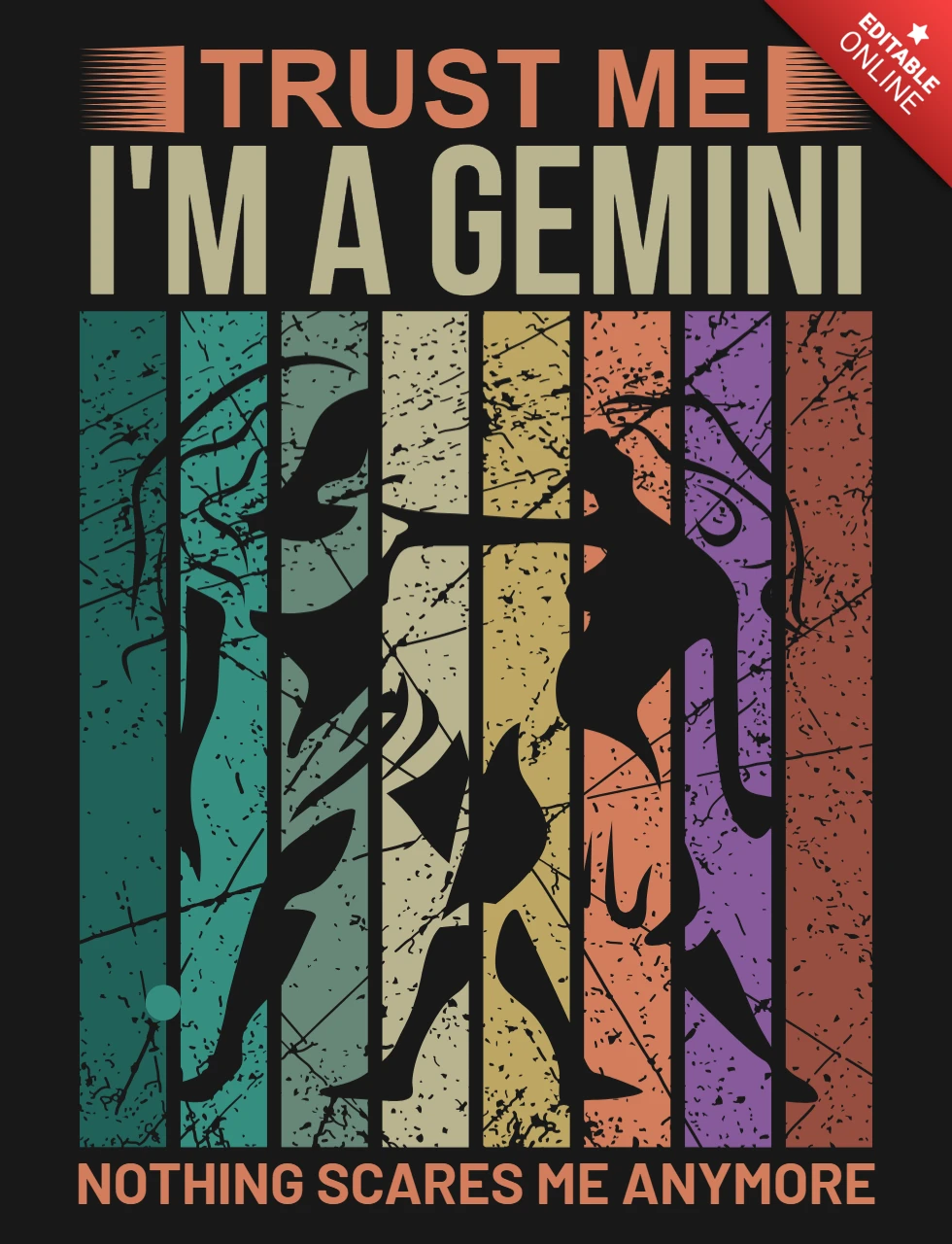 Trust Me I'm A Gemini Zodiac Sign T-Shirt Design Template