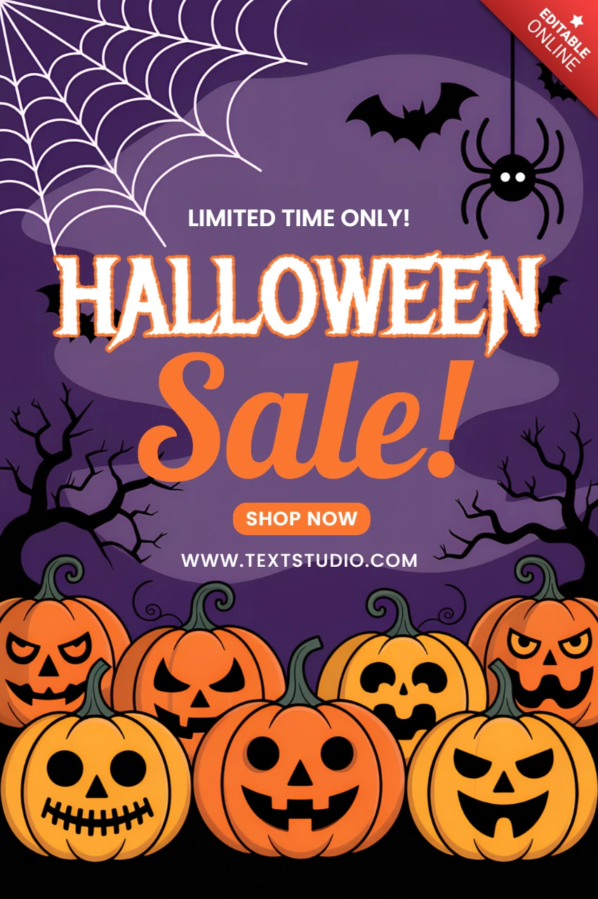 Modelo de design de venda de Halloween assustador com abóboras e morcegos para panfletos