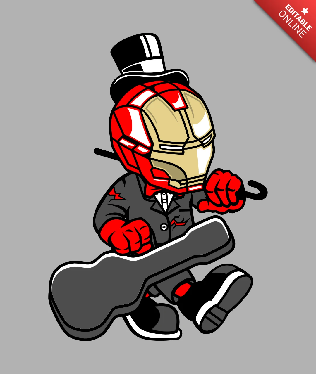 Modèle de conception de t-shirt de personnage de dessin animé Iron Man Gentleman