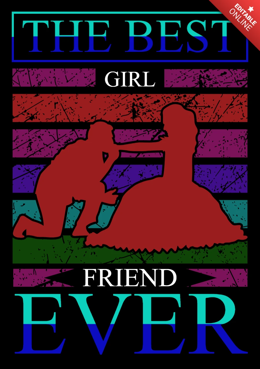 Colorful Retro Design Template for Best Friend Ever