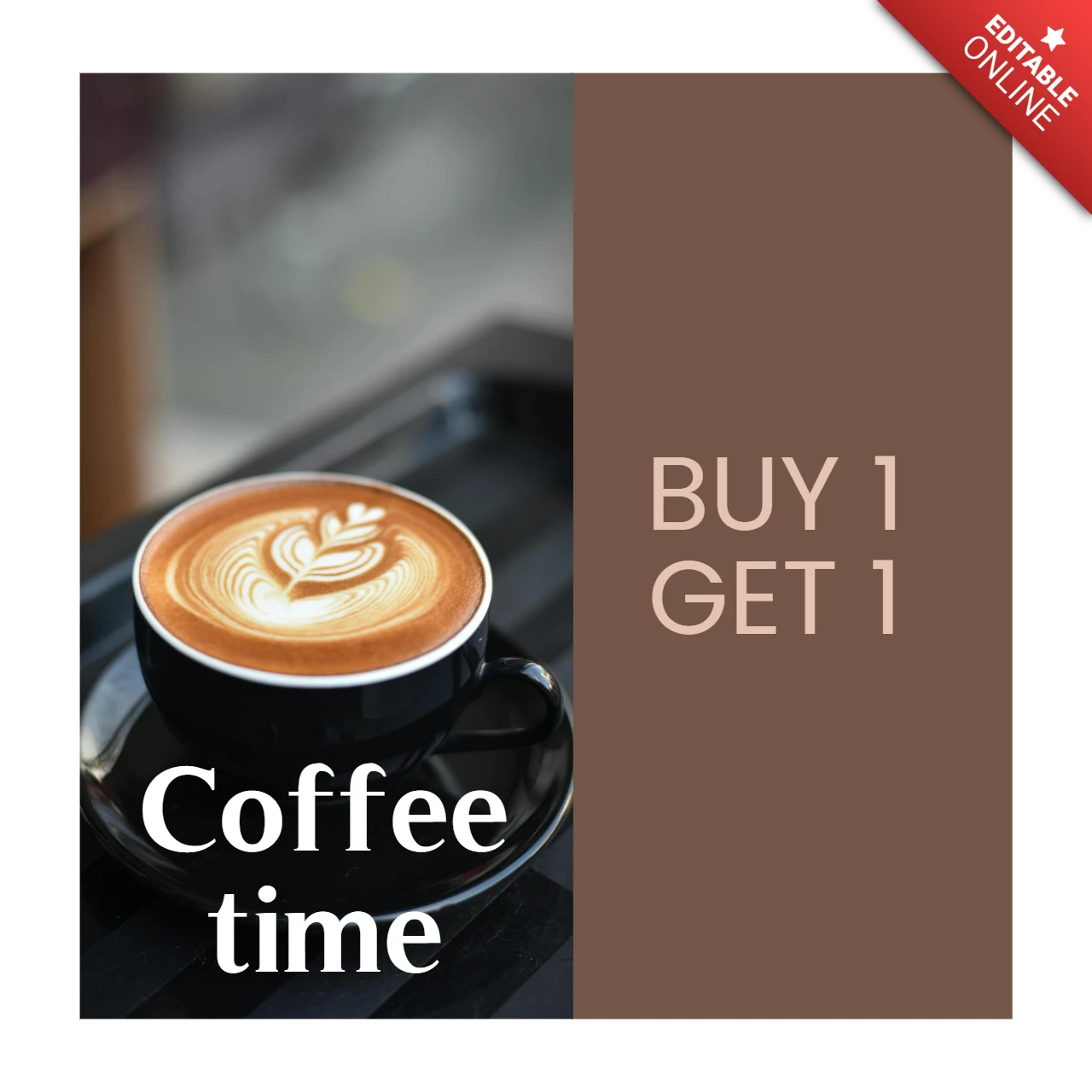 Barista reklamı 1 alana 1 bedava promosyon afiş tasarım şablonu