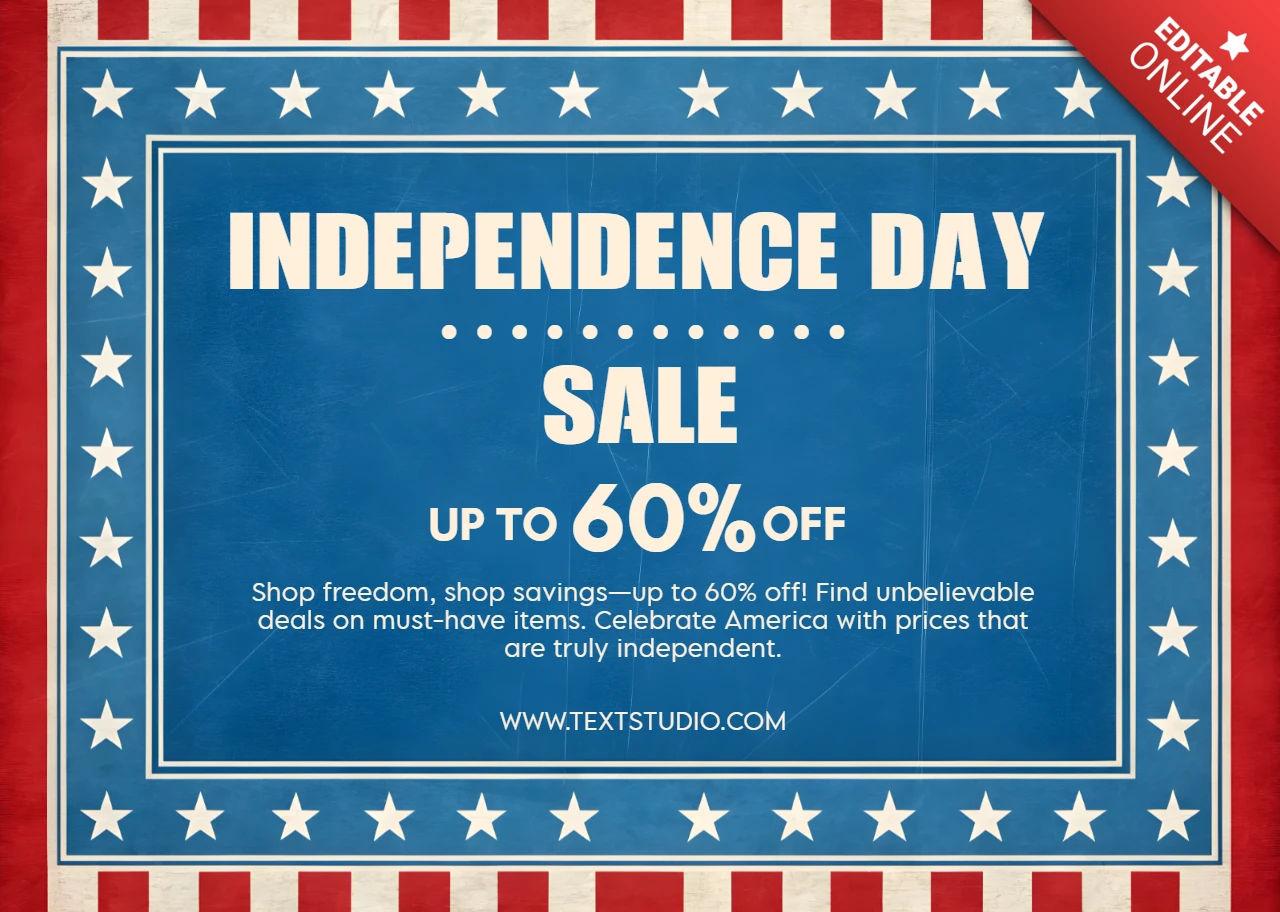 USA Independence Day Sale Template Vintage Commercial Design with Stars and Stripes